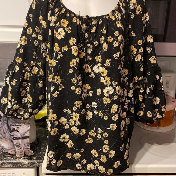X womens Adrienne Vittadini casual floral 3/4 sleeve stretch plus size top 3X - Picture 1 of 4